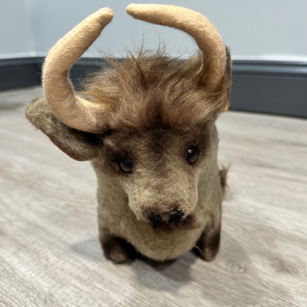 Vintage 1966 Kamar Wildebeest Plush Stuffed Animal Toy With paper Tag Japan‎